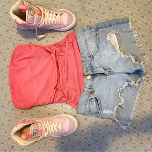 Shade & Shore Distressed Blue Jean Shorts